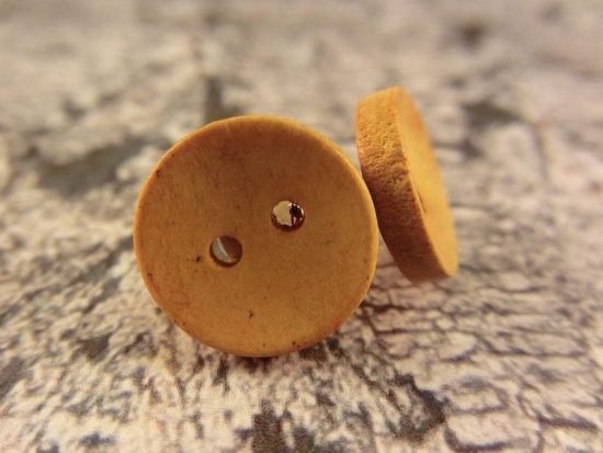Preview: Rustikale Natur Holz Knopf Ohrstecker Button Roh